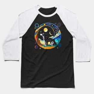 Fantasy Border Collie Dog Cute Moon Phases Paper Quilling Cattle Herding Dogs Baseball T-Shirt